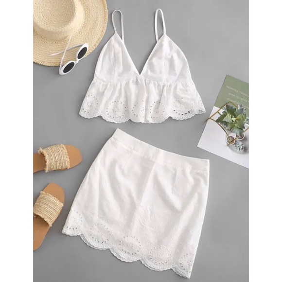 Zaful Other - ZAFUL scalloped bodyicon skirt set -two piece set